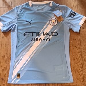 Puma Mens 25/26 Light Blue Manchester City Jersey, Authentic
